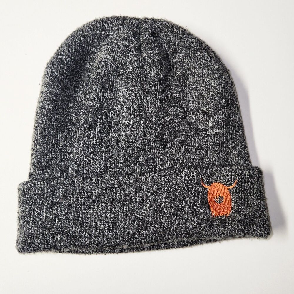 Highland Cow Embroidered Cuffed Beanie Hat